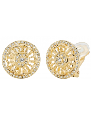 Traveller Clip earrings - 22ct gold plated - Flower - Preciosa crystals - 157470