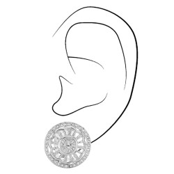 Traveller Ohrclip - Silberfarben - Kristalle - Barockstil Blume - Platiniert -18mm - 157471