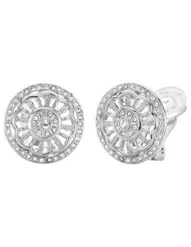 Traveller Clip earrings - platinum plated - Flower - Preciosa crystals - 157471