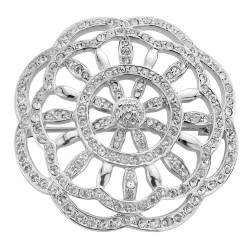 Traveller Broche Dames - Zilverkleurig - Bloem - Preciosa kristallen - 157481