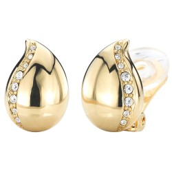 Traveller Clip-on Earrings - Gold coloured - Preciosa Crystals - Drop - 22ct Gold plated - 15x10 mm - 157486