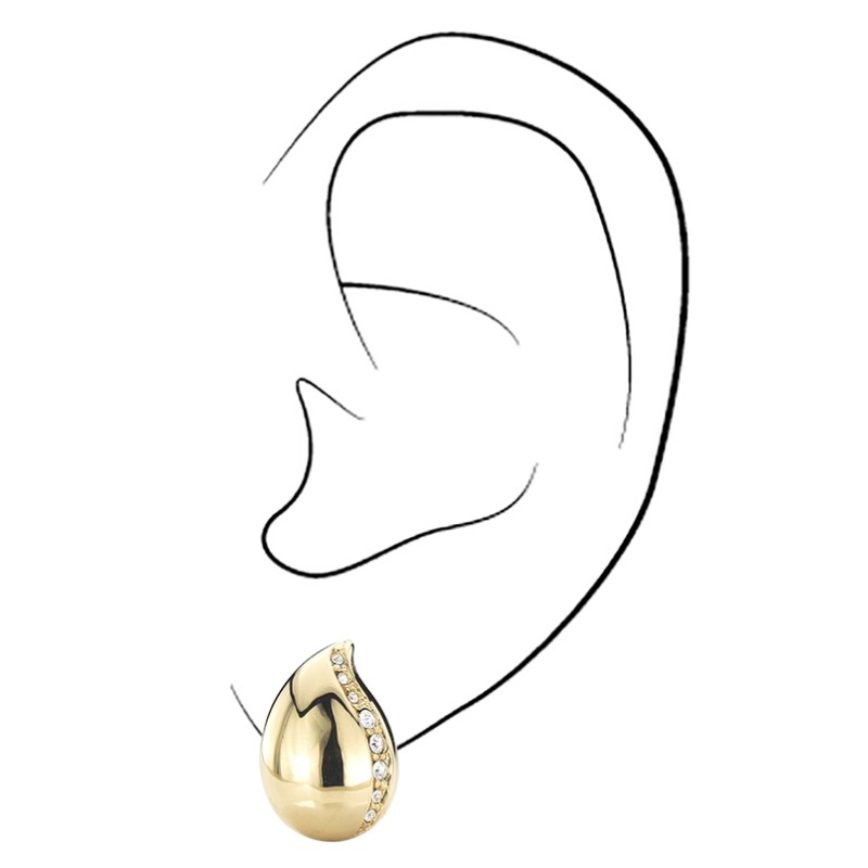 Traveller Clip-on Earrings - Gold coloured - Preciosa Crystals - Drop - 22ct Gold plated - 15x10 mm - 157486