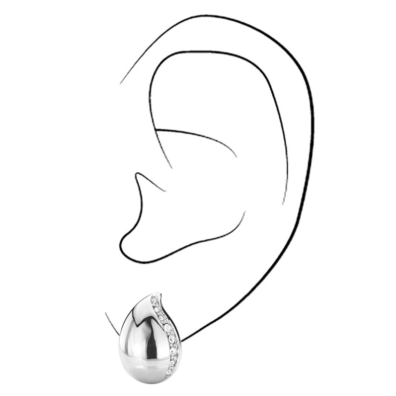 Traveller Clip Oorbellen - Zilverkleurig - Preciosa Kristallen - Druppel - Geplatineerd - 16x10 mm - 157487