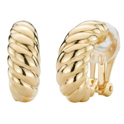 Traveller Clip Oorbellen - 22kt Verguld - Draai-effect- Goudkleurig - 20x7 mm