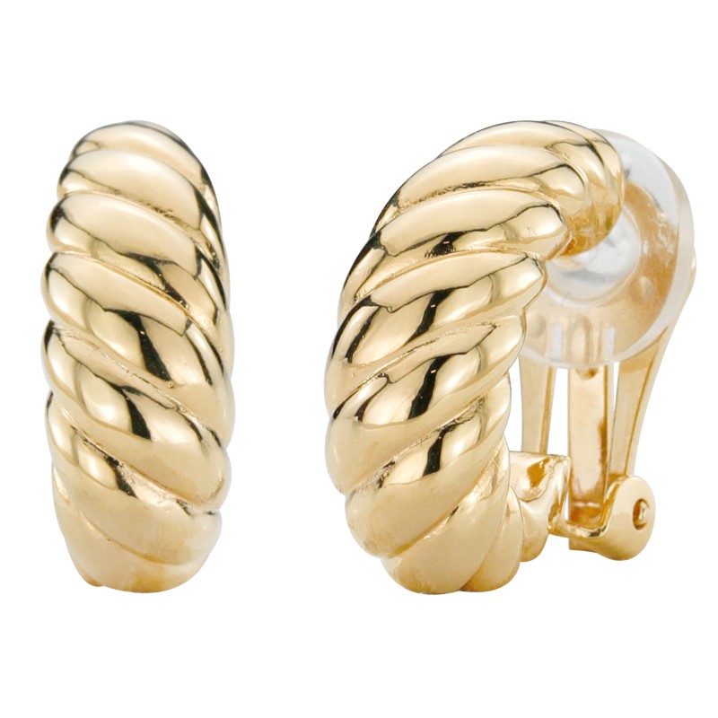 Traveller Ohrclips - 22kt vergoldet - Twist Effekt - Goldfarbe - 20x7 mm - 157516