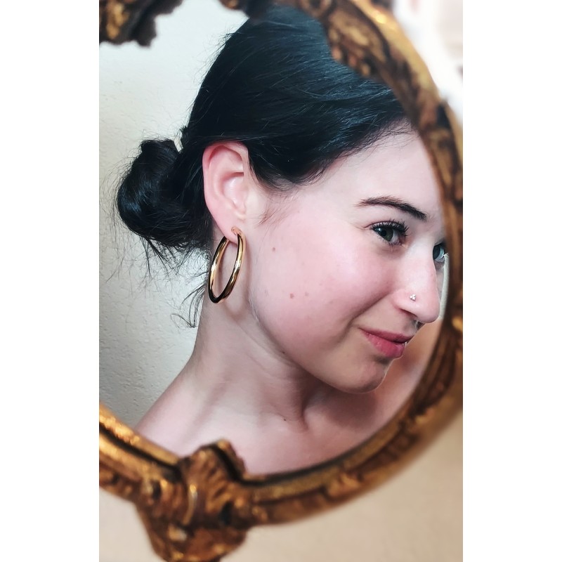 Traveller Clip-on Earrings - Hoops - Gold coloured - 45 mm - 22ct Gold plated - 155052