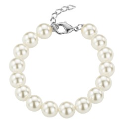 Traveller Pearl-Bracelet - White - 10 mm - Platinum Plated -740118