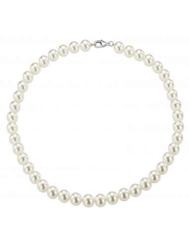 Traveller Necklace - Pearls - White - 10 mm - 42 cm - Platinum Plated - 740142