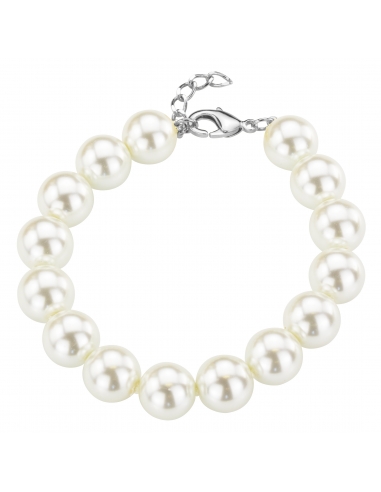 Traveller Pearl-Bracelet - White - 12 mm - 19 cm - Platinum Plated -740219