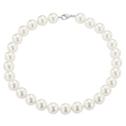 Traveller Pearl-Necklace - White - 14 mm - 42 cm - Platinum Plated -740442