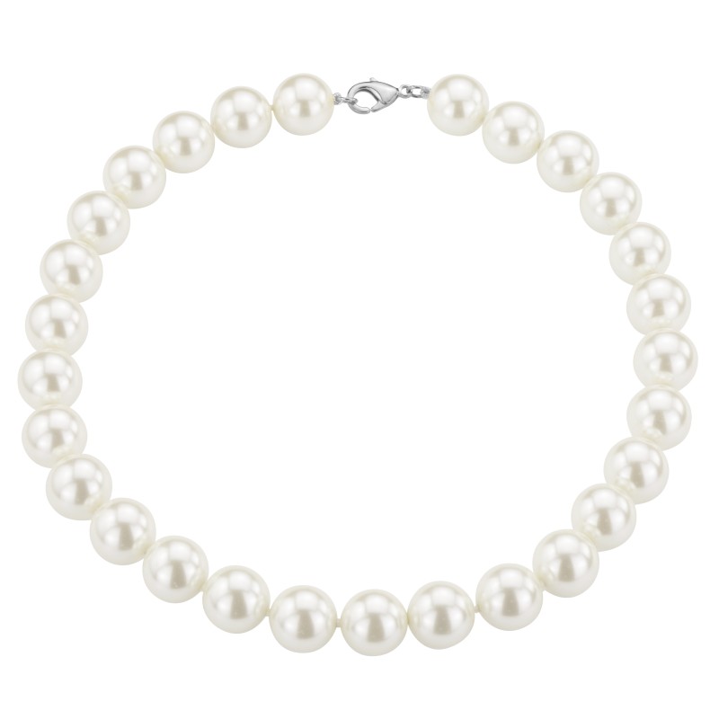 Traveller Parelketting - Wit - 14mm - 42cm - Geplatineerd - 740442