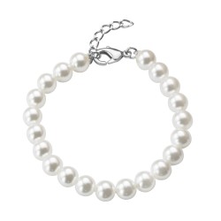 Traveller Pearl-Bracelet - White - 8 mm - 18 cm - Platinum Plated -740818