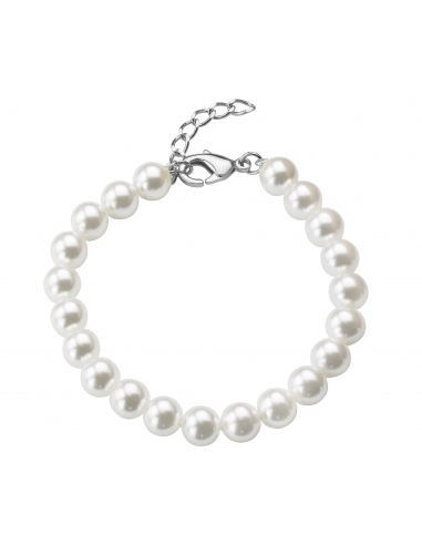 Traveller Pearl-Bracelet - White - 8 mm - 18 cm - Platinum Plated -740818