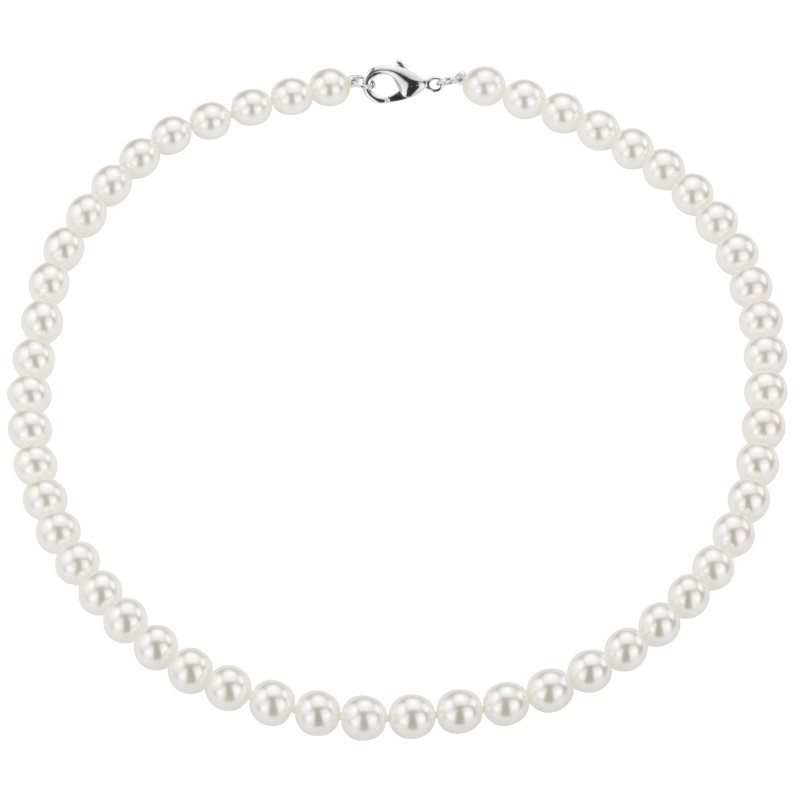 Traveller Parelketting - Wit - 8 mm - 42 cm - Geplatineerd - 740842