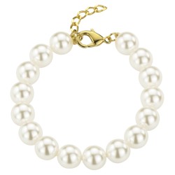 Traveller Perl-Armband - Perlen - Weiss - 10 mm - Vergoldet - 18+3 cm