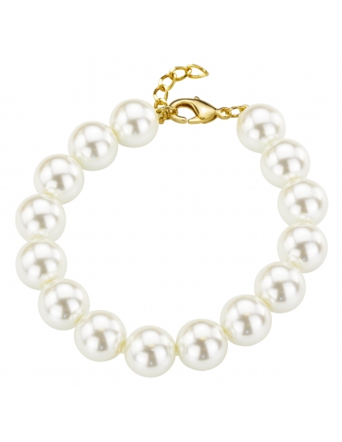 Traveller Pearl-Bracelet - White - 12 mm - 19 cm - Gold Plated -741219
