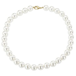 Traveller Perl-Collier - Weiss - 12 mm - 42 cm - Vergoldet