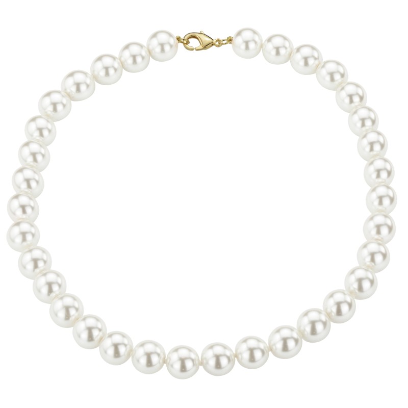 Traveller Perl-Collier - Weiss - 12 mm - 42 cm - Vergoldet -741242