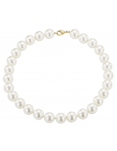 Traveller Necklace - Pearls - White - 14 mm -  42 cm - Gold Plated -741442