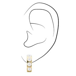 Traveller Clip Oorbellen - Verguld - Parels - 4mm - Wit - 17x5mm - 157518