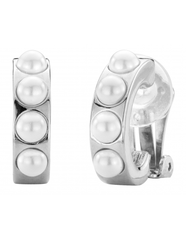 Traveller Clip earrings - Platinum Plated - Pearls - 157519