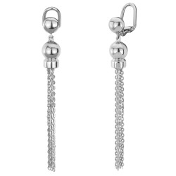 Traveller Drop Clip Earrings - Silver Coloured - 60x8 mm - Platinum Plated - 157530