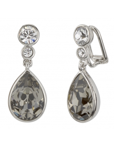 Traveller Drop clip earrings - Platinum Plated - Black Diamond - 157533