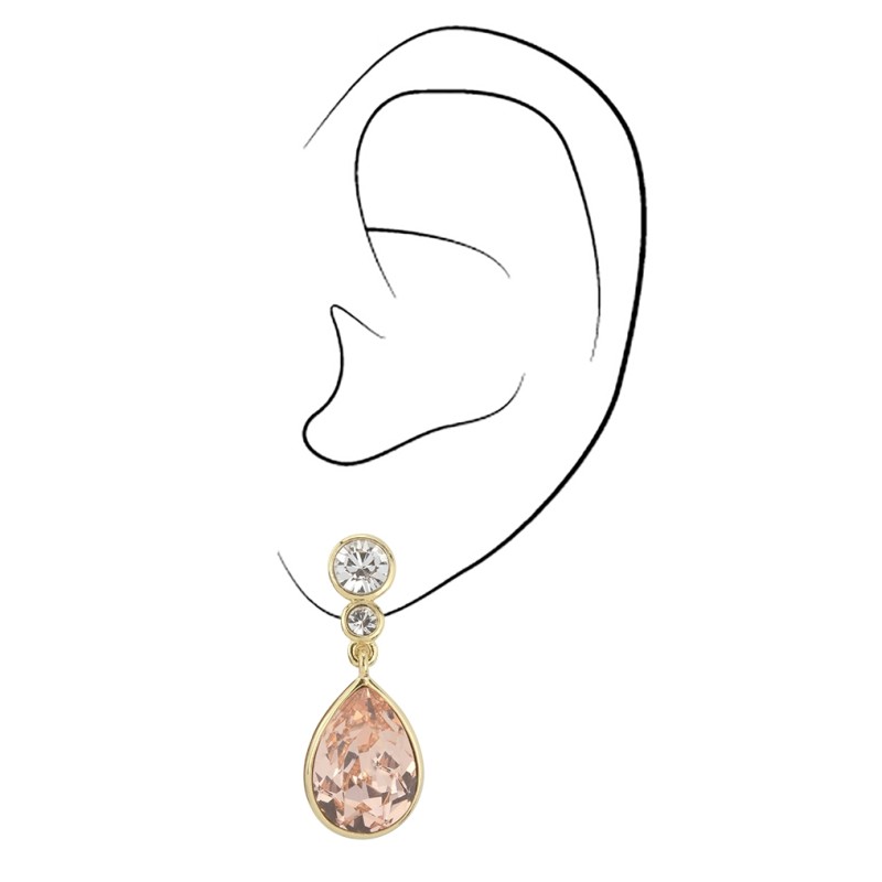 Traveller Clip Oorbellen - Hangers - Verguld - Kristallen - Light Peach - 30x10 mm - 157534