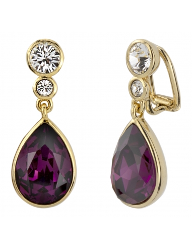 Traveller Drop clip earrings - Gold Plated -  Amethyst - 157535