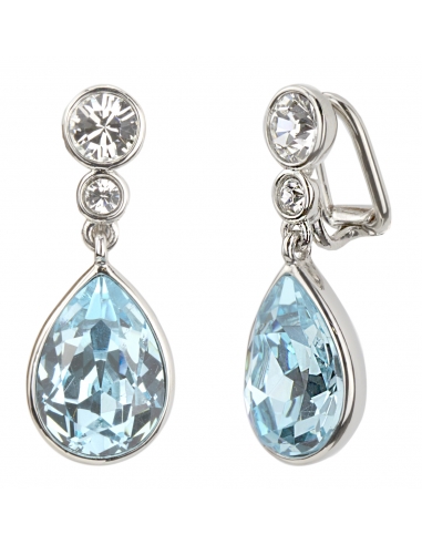 Traveller Drop clip earrings - Platinum Plated - Light Blue - 157536