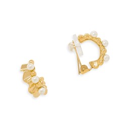 Grossé Ohrclip - Ruffle Pearl - 22ct vergoldet - Perlen - Weiss - 16x7 mm