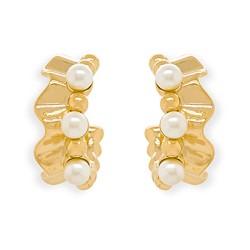 Grossé Ohrclip - Ruffle Pearl - 22ct vergoldet - Perlen - Weiss - 16x7 mm