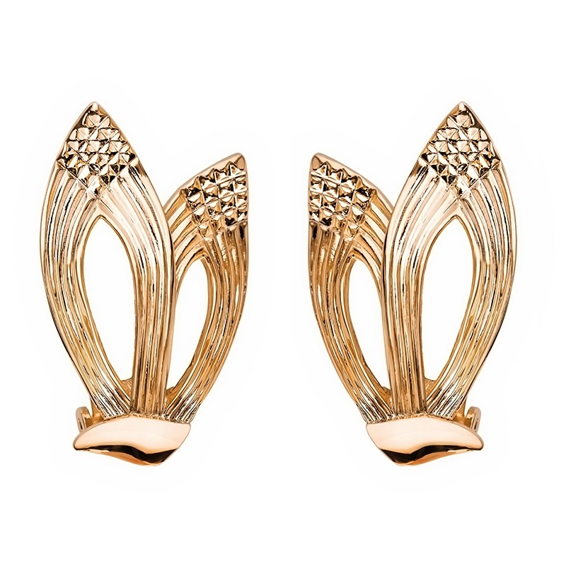 Grossé Clip-on Earrings - Victory - Gold Coloured - Gold Plated - 31x19 mm - GJ63509