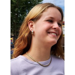 Traveller Clip Oorbellen - Bicolor - Preciosa Kristallen - Mat/ Glans - 22kt Verguld & Geplatineerd - 22x8 mm - 156959