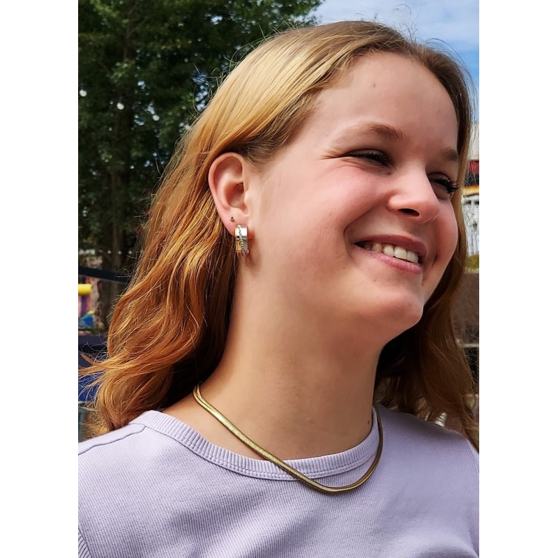 Traveller Clip-on Earrings - Bicolor -  Preciosa Crystals - Matt/ shiny - Platinum & 22ct Gold plated - 22x8 mm - 156559