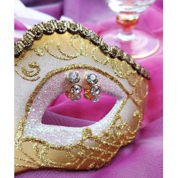 Traveller Ohrclip - Goldfarbe - Preciosa Kristalle - 22kt vergoldet - 14x6 mm - 155804