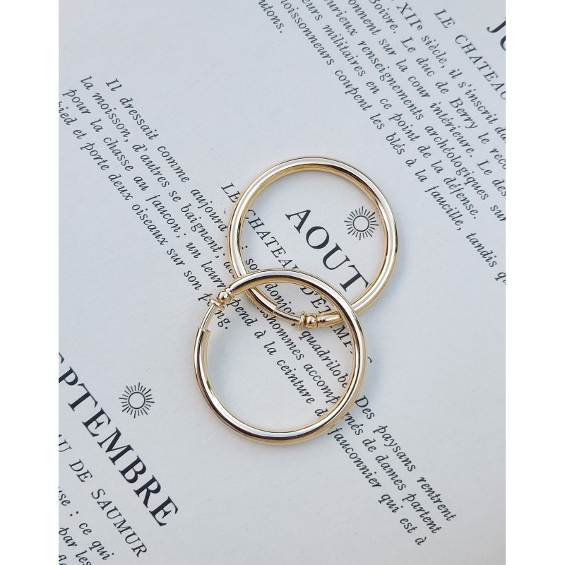 Traveller Clip-on Earrings - Hoops - Gold coloured - 45 mm - 22ct Gold plated - 155052