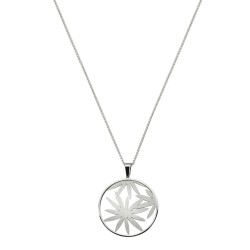 Traveller Necklace with Pendant - Stainless Steel - Flowers - Glitter - 45mm - 60+10cm