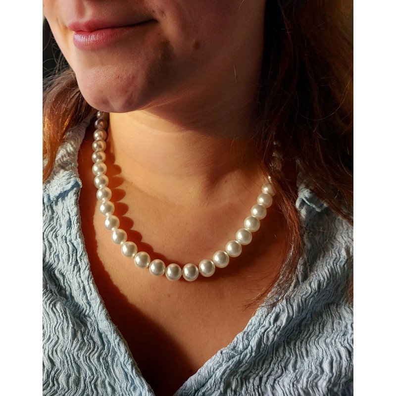 Traveller Dames Parelketting - Wit - 10 mm - 50 cm - Verguld - 741150