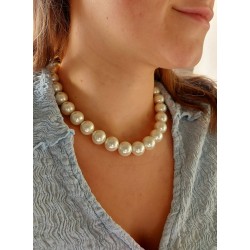 Traveller Necklace - Perlen - Weiss - 14 mm - 42 cm - Vergoldet -741442