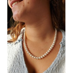 Traveller Perl-Collier - Weiss - 8 mm - 50 cm - Vergoldet