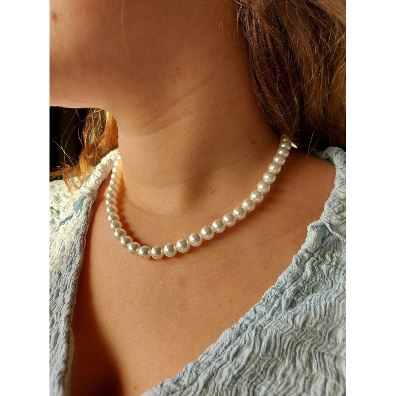 Traveller Parelketting - Wit - 8 mm - 45 cm - Geplatineerd - 740845