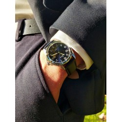 ATRIUM Watch - Men - Stainless Steel - 10 Bar - Analogue - Black Leather Strap - Blue Dial - Date