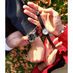 ATRIUM Horloge - Dames - Leer Zwart - Zilverkleurig - A11-10