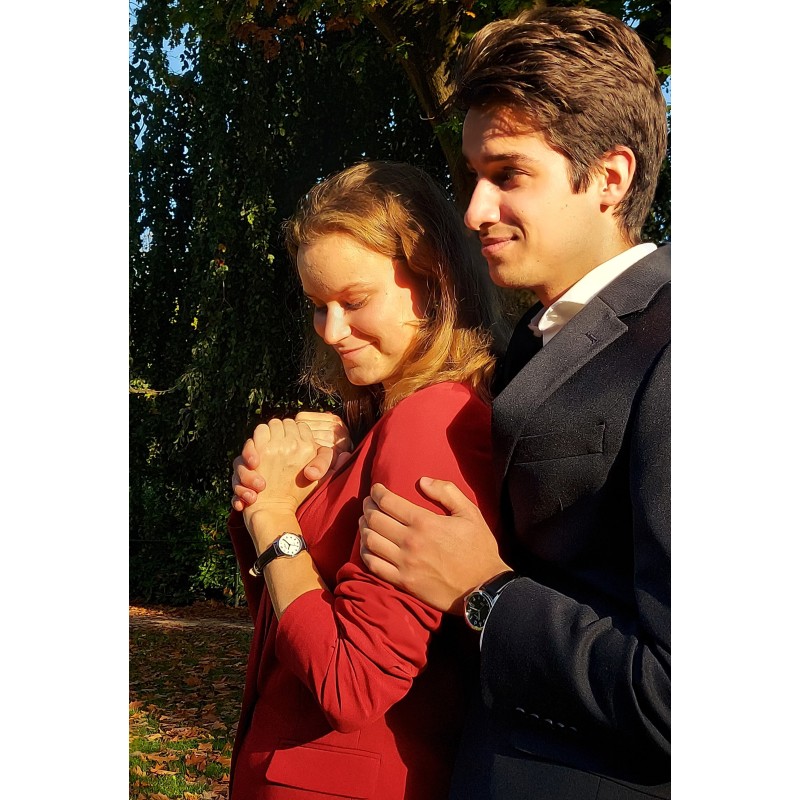 ATRIUM Horloge - Dames - Leer Zwart - Zilverkleurig - A11-10