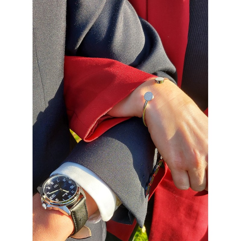 Traveller Armreif - Bangle Armband - Edelstahl - Glitter