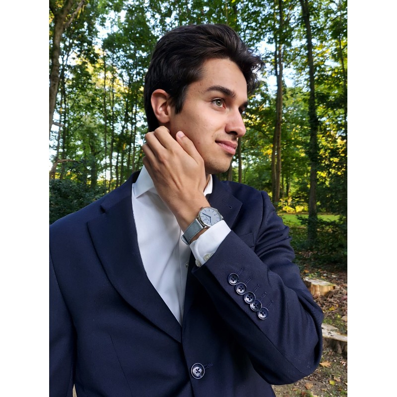 JACQUES FAREL Hayfield - Sustainable Watch - Vegan - Recycled Steel - Grey - 38mm