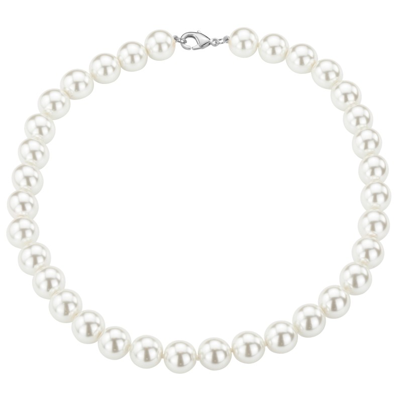 Traveller Parelketting - Wit - 12 mm - 45 cm - Geplatineerd - 740245