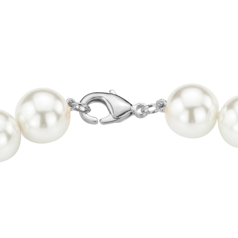 Traveller Perl-Collier - Weiss - 12 mm - 45 cm - Platiniert -740245