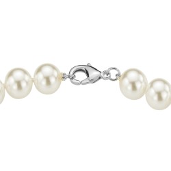 Traveller Dames Parelketting - Wit - 10 mm - 45 cm - Geplatineerd - 740145